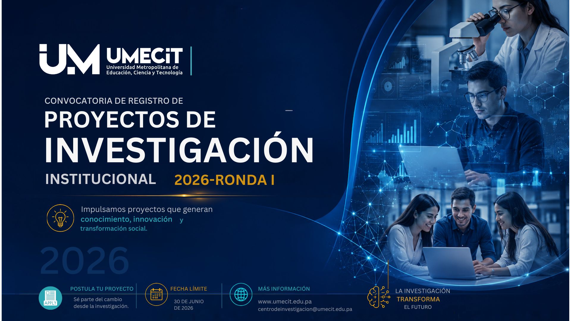 CONVOCATORIA PARA LA PRESENTACIÓN DE PROYECTOS DE INVESTIGACIÓN INSTITUCIONAL 2026 – RONDA I