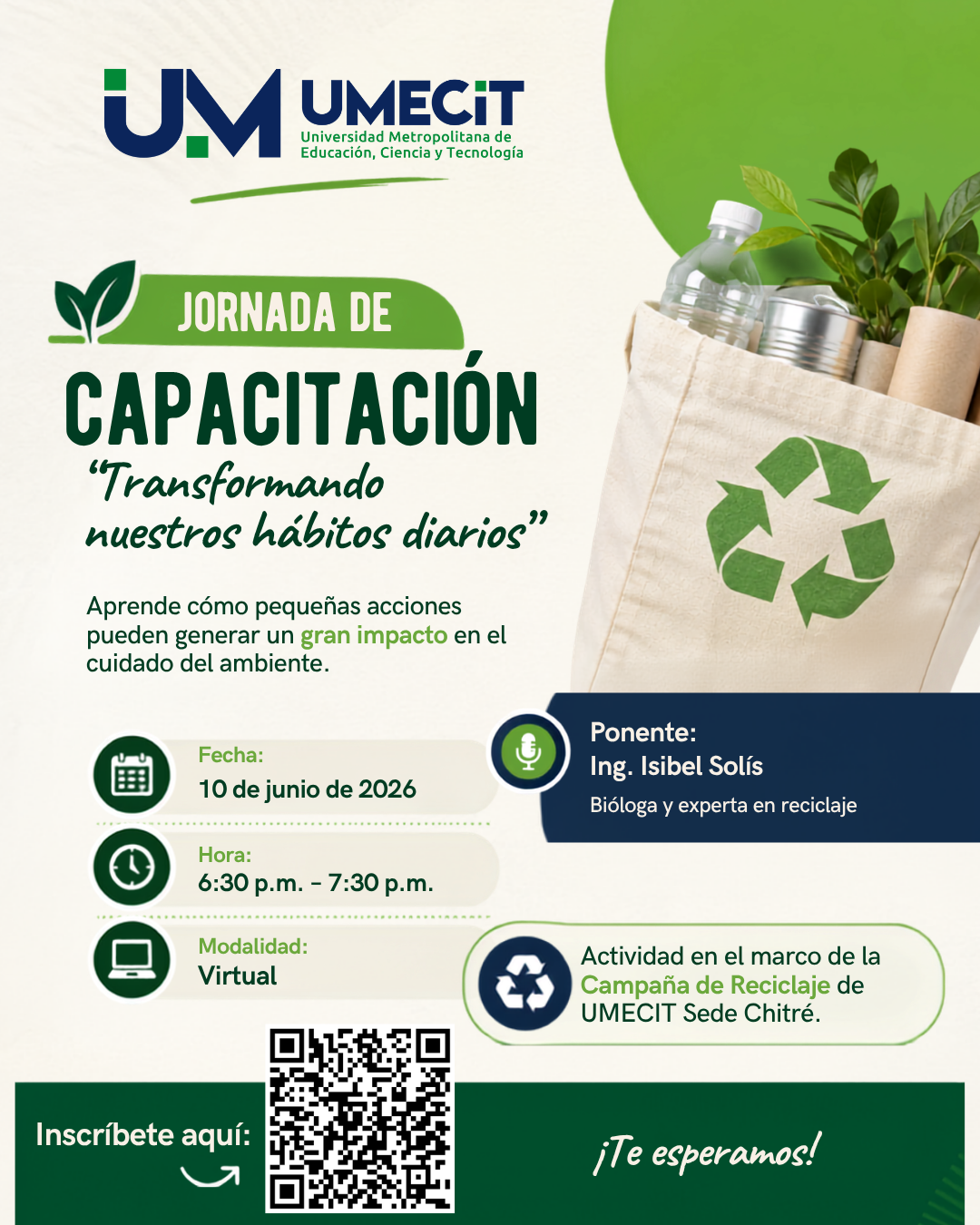 UMECIT Sede Chitré impulsa la sostenibilidad con jornada de capacitación sobre reciclaje