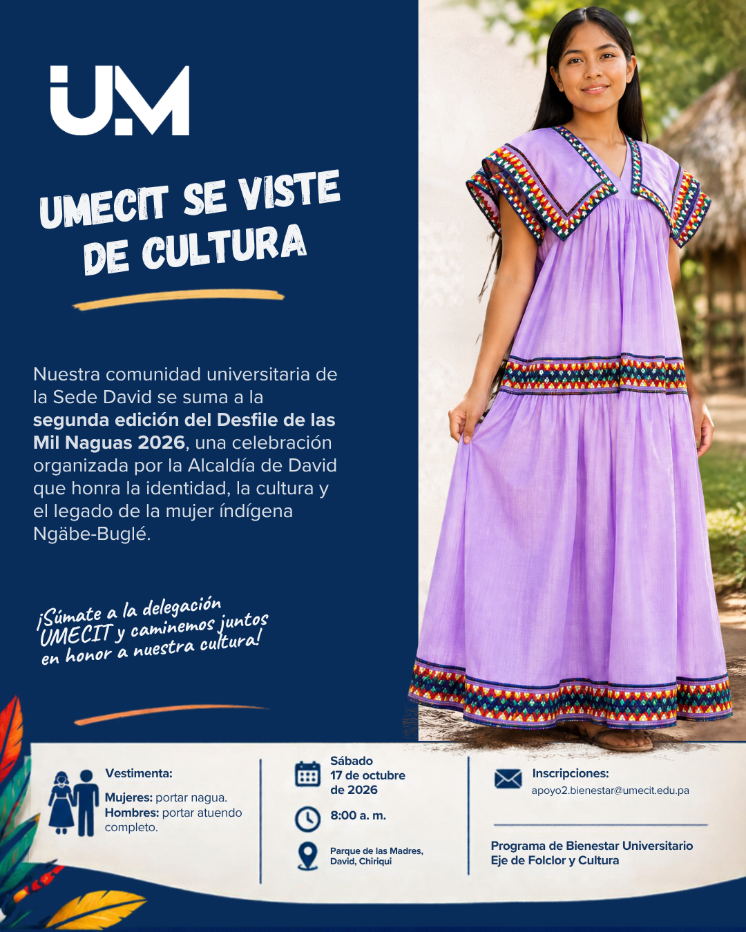 UMECIT invita a su comunidad universitaria a participar en el Desfile de las Mil Naguas 2026 en David